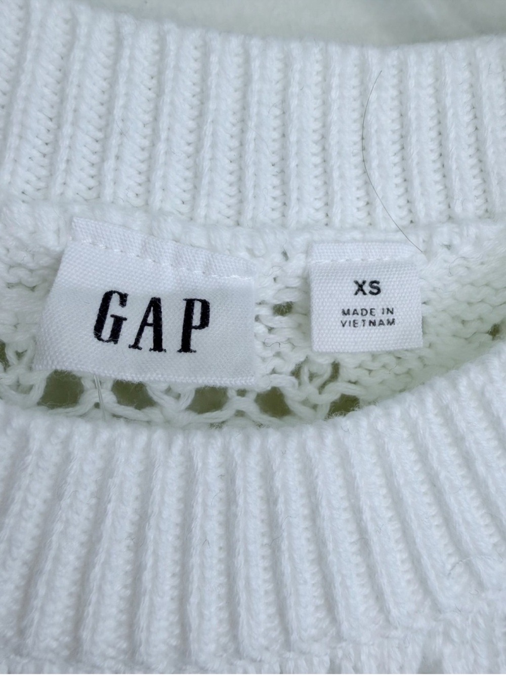 NWT GAP Oversized Crochet Cotton Knit  Crewneck Sweater White Size X-Small - Picture 9 of 10